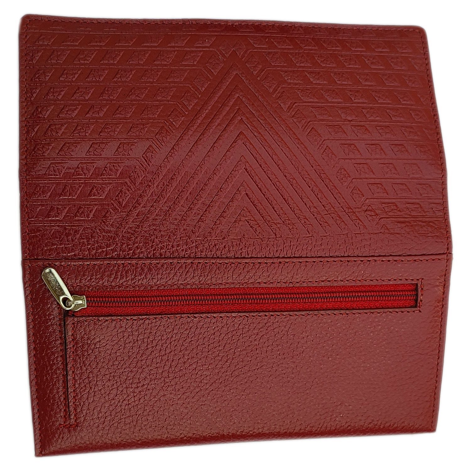 Sacculus V Design Clutch Wallet Maroon Purse - Image 7