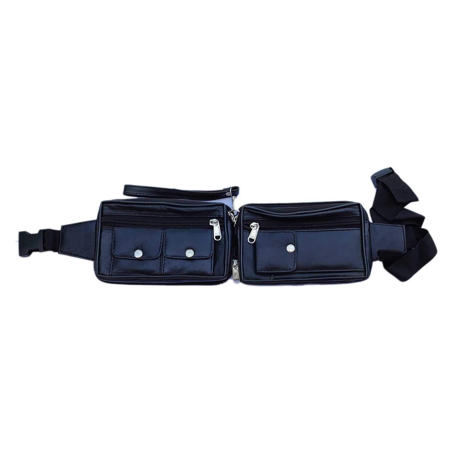 Soft Genuine Leather Black Colour 2 in 1 Waist Bag cum Hand Bag Design No M0001 - Image 2