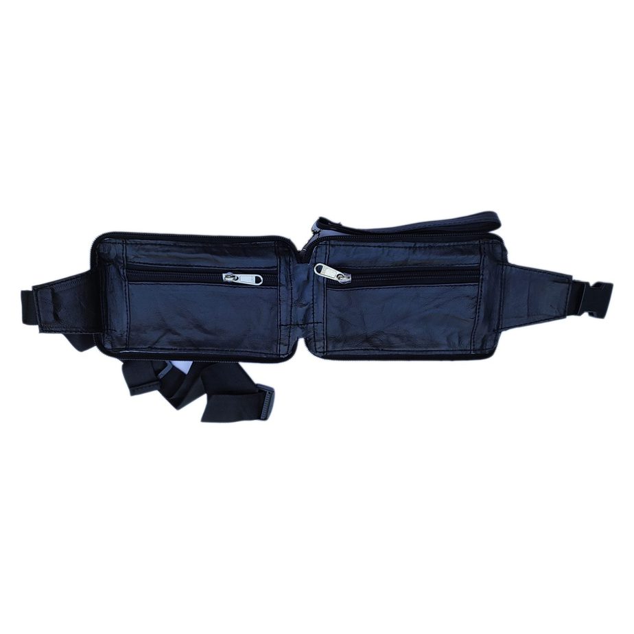 Soft Genuine Leather Black Colour 2 in 1 Waist Bag cum Hand Bag Design No M0001 - Image 3