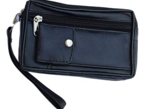 Soft Genuine Leather Black Colour 2 in 1 Waist Bag cum Hand Bag Design No M0001