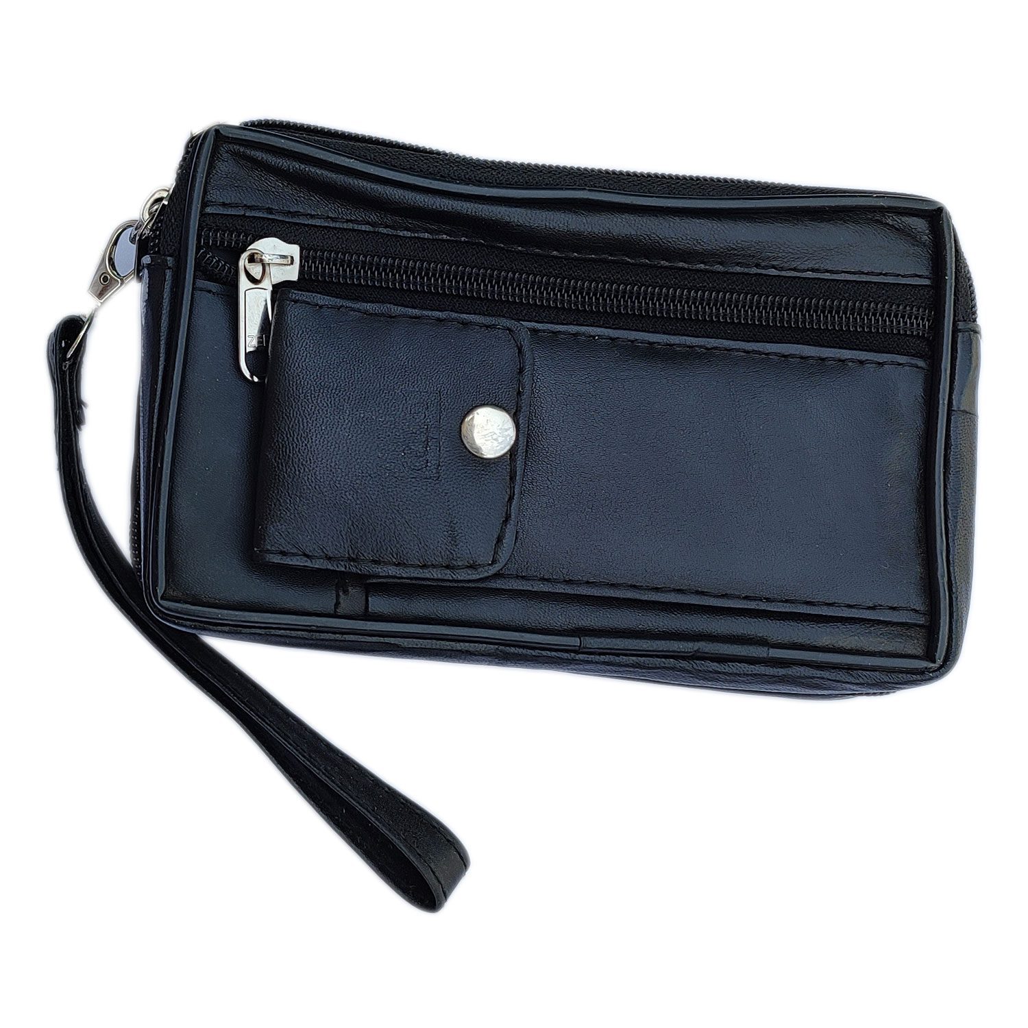 Soft Genuine Leather Black Colour 2 in 1 Waist Bag cum Hand Bag Design No M0001 - Image 4