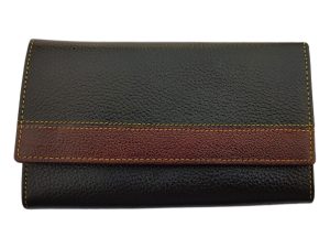 sacculus Casual Ladies Clutch Wallet fancy black purse with Maroon Stripe (Patti)