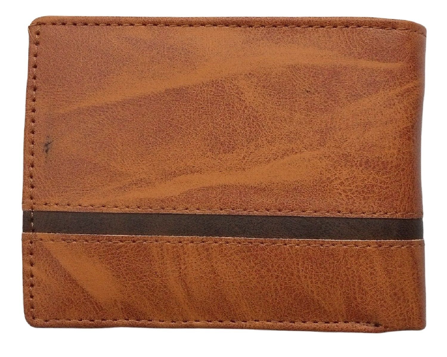 Sacculus wallet for men leather stylish Casual Gents Wallet Tan Color with one Black Stripe Design No A0053, Pack of 1 - Image 2