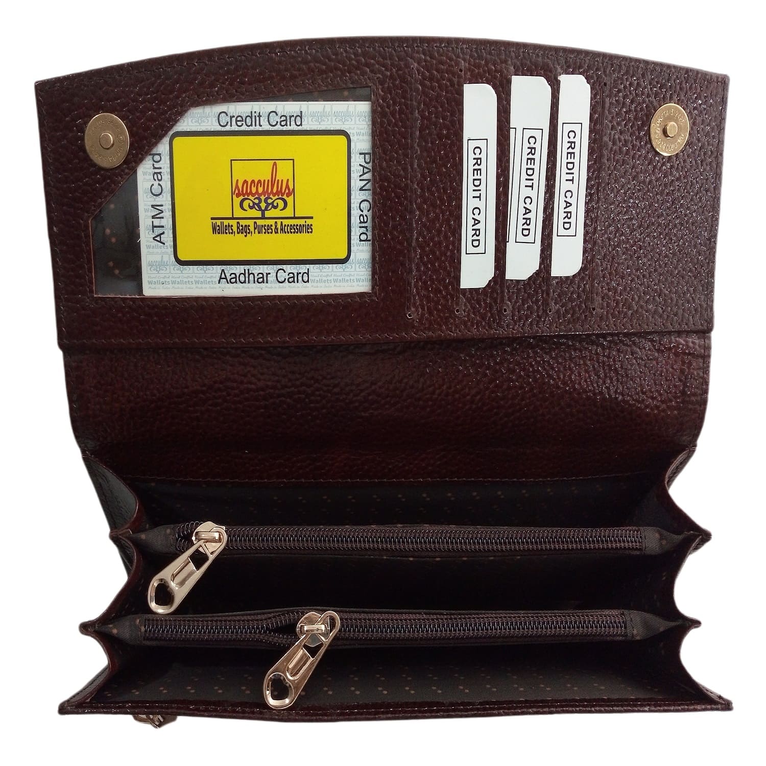 SACCULUS ✔100 % Genuine Leather Ladies Clutch Wallet 9 Inches Brown Color Purse (pack of 1) - Image 4