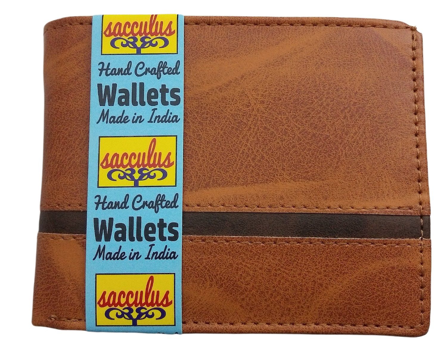 Sacculus wallet for men leather stylish Casual Gents Wallet Tan Color with one Black Stripe Design No A0053, Pack of 1 - Image 6