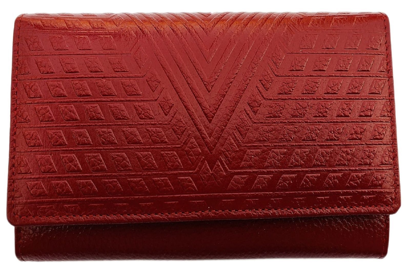 Sacculus V Design Clutch Wallet Maroon Purse